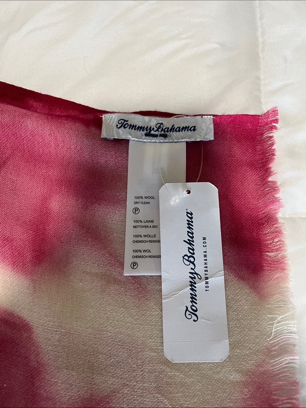 Tommy Bahama Pink and White Tie-Dye Swim Sarong Wrap %100 wool - Picture 9 of 11